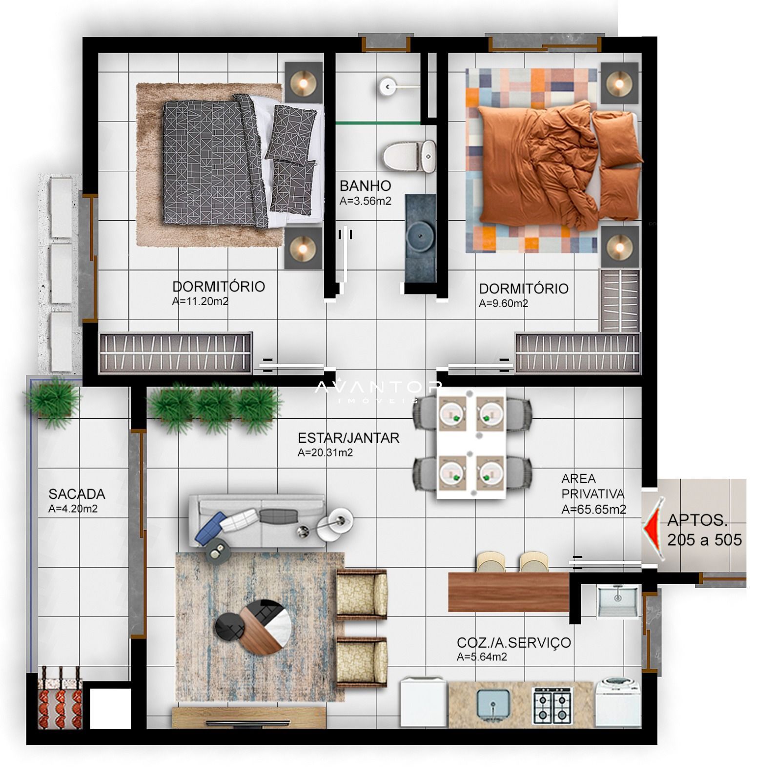 Apartamento com 2 quartos à venda no Residencial Grey, em Camobi, Santa Maria/RS — foto 4 de 8