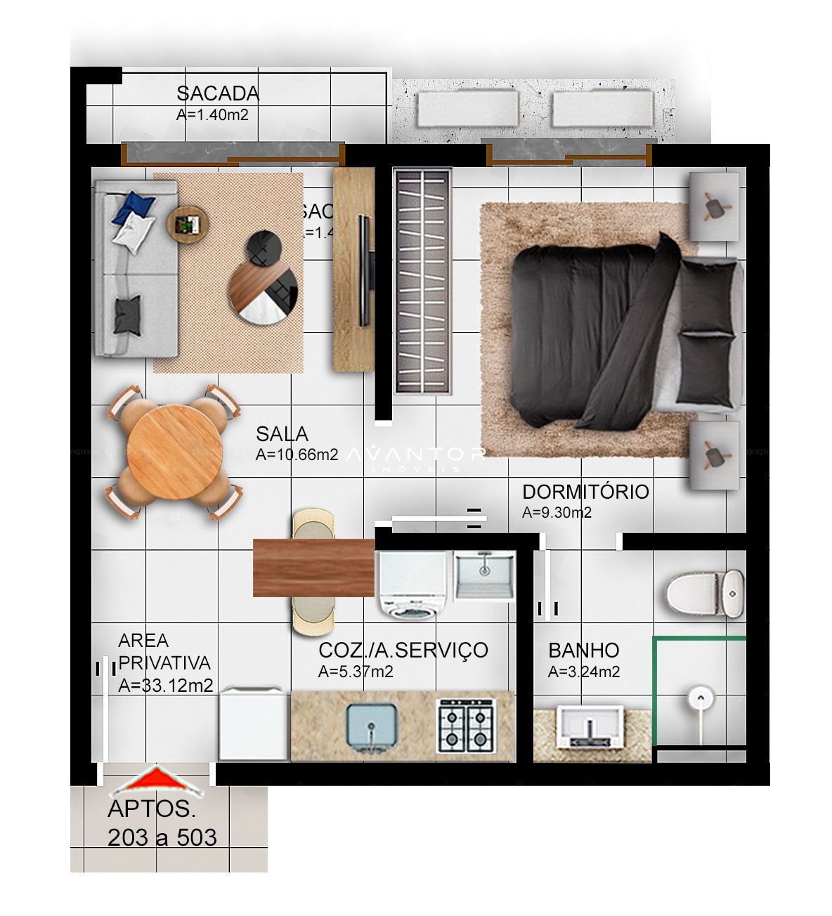 Apartamento com 1 quarto à venda no Residencial Grey, em Camobi, Santa Maria/RS — foto 5 de 8
