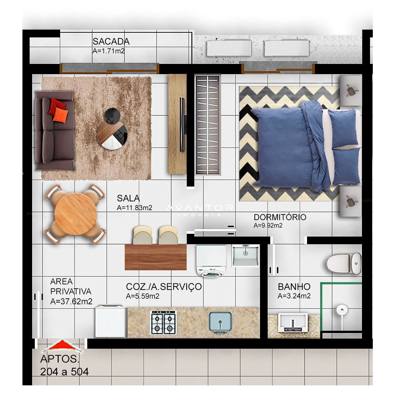 Apartamento com 1 quarto à venda no Residencial Grey, em Camobi, Santa Maria/RS — foto 7 de 8