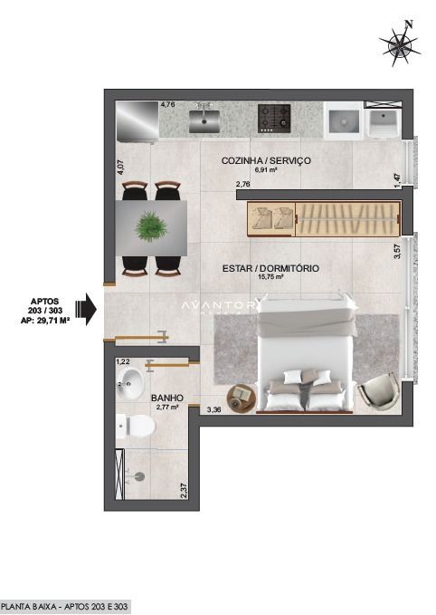 Apartamento com 1 quarto à venda no Residencial São Carlos, em Centro, Santa Maria/RS — foto 11 de 12
