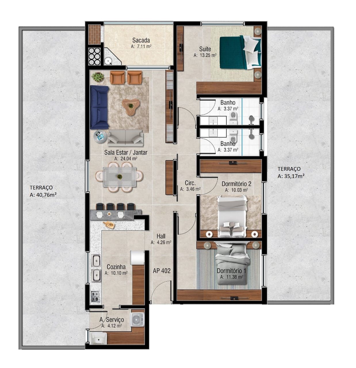 Apartamento com 3 quartos à venda no Edificio José Adelar Tâmbara, em Bonfim, Santa Maria/RS — foto 3 de 6