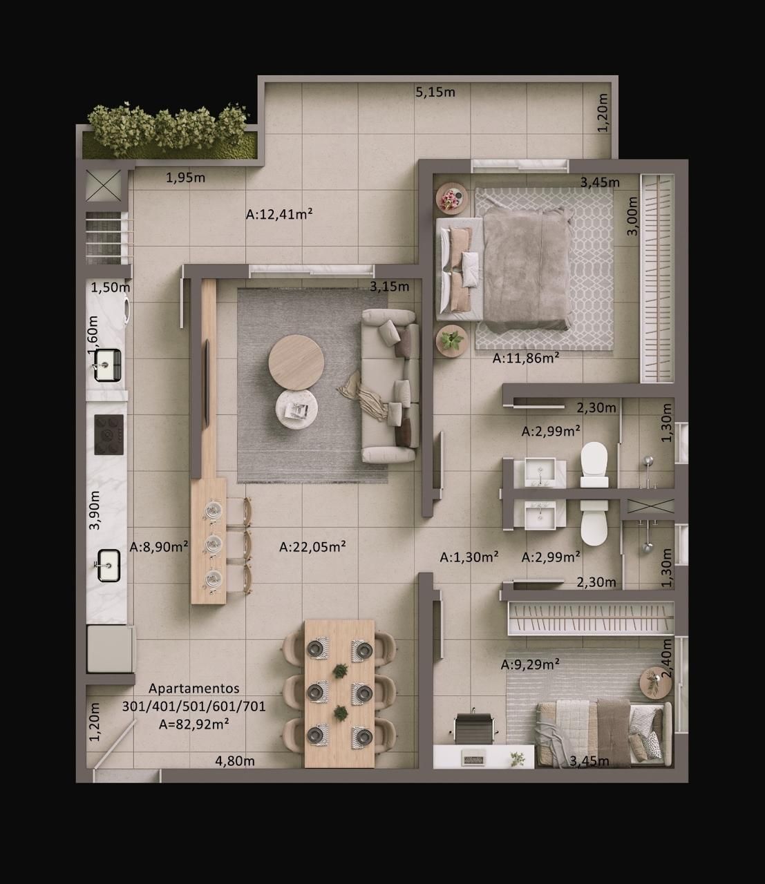 Apartamento com 2 quartos à venda no Residencial Amália, em Camobi, Santa Maria/RS — foto 3 de 8
