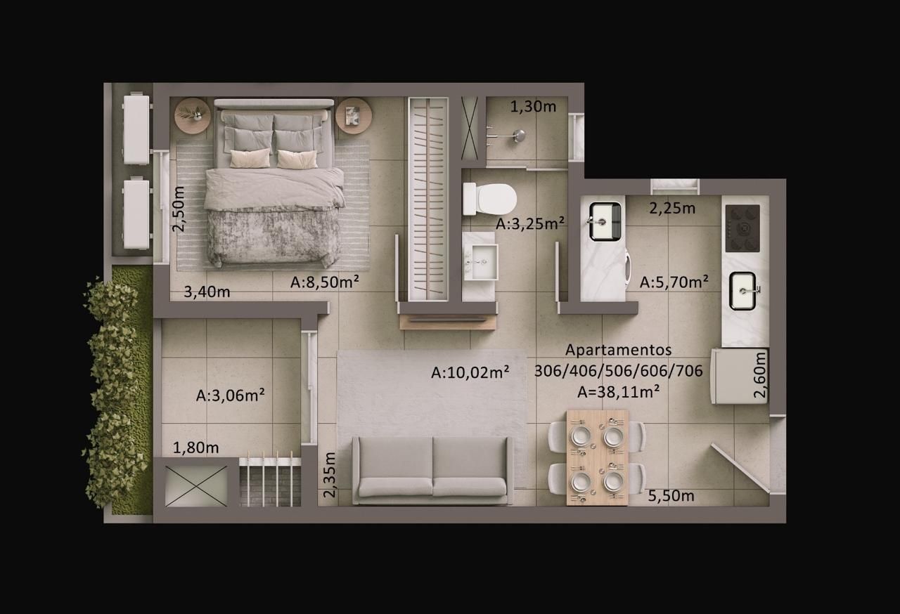 Apartamento com 1 quarto à venda no Residencial Amália, em Camobi, Santa Maria/RS — foto 3 de 8