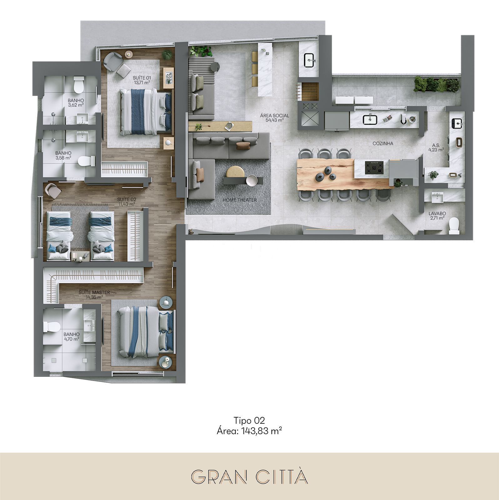 Apartamento com 3 quartos à venda no Gran Cittá, em Balneário Perequê, Porto Belo/SC — foto 16 de 16