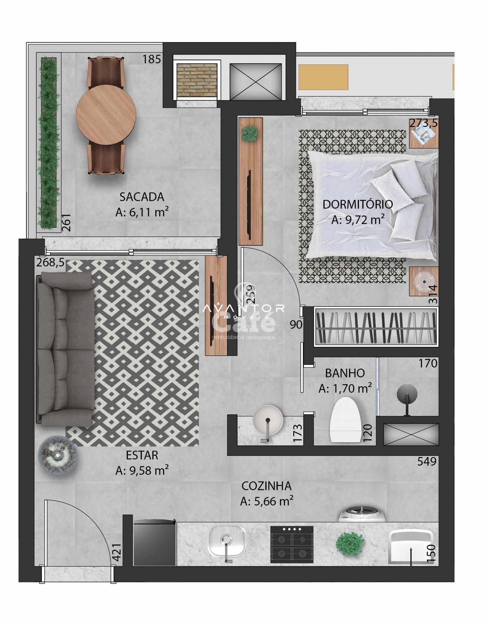 Apartamento com 1 quarto para alugar no Uniqo Smart Living, em Camobi, Santa Maria/RS — foto 22 de 22