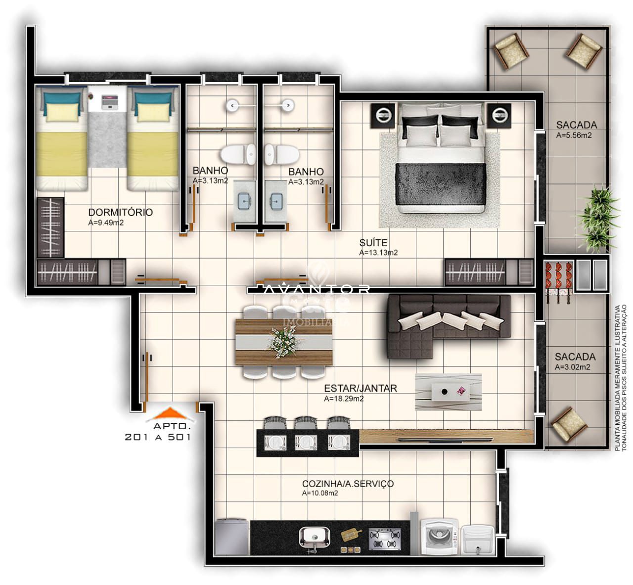 Apartamento 2 Dormitórios com Suíte e Box Garagem em Camobi. Santa Maria-RS — Apartamento com 2 quartos à venda em Camobi, Santa Maria/RS