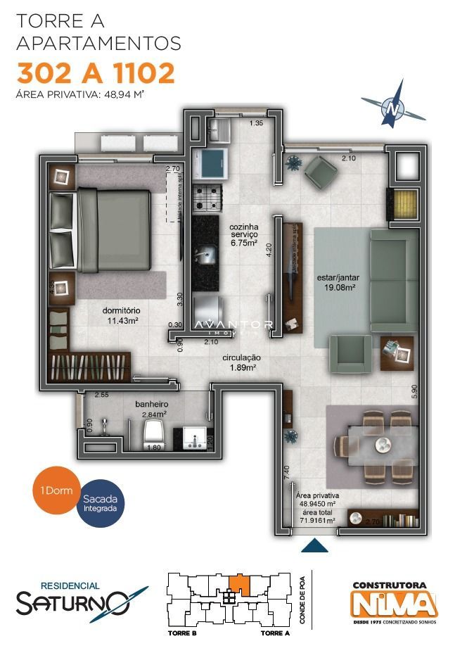 Apartamento com 1 quarto à venda no Residencial Saturno, em Nossa Senhora de Fátima, Santa Maria/RS — foto 31 de 31